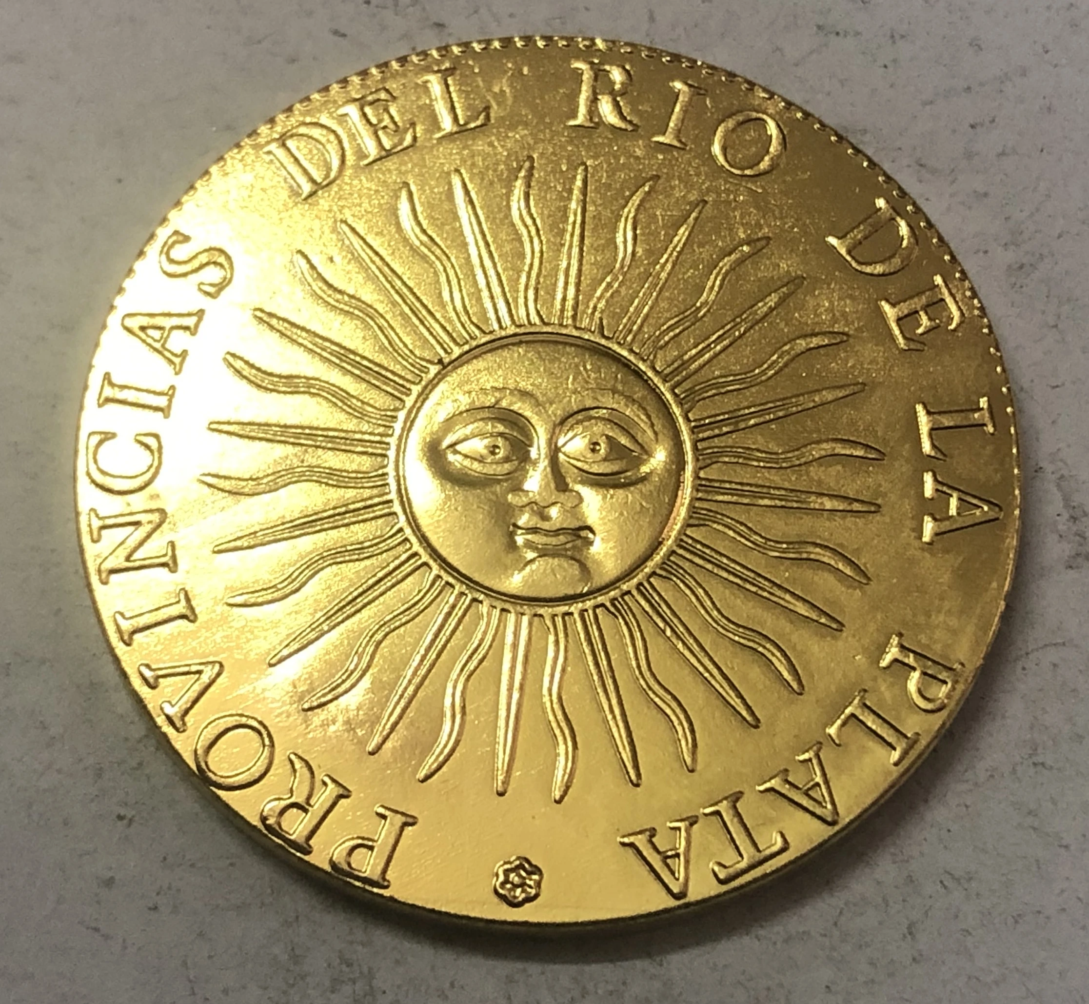 1835 La Rioja 8 Escudos Provincias del Rio de la Plata Gold Copy Coin 35mm | Non-currency Coins