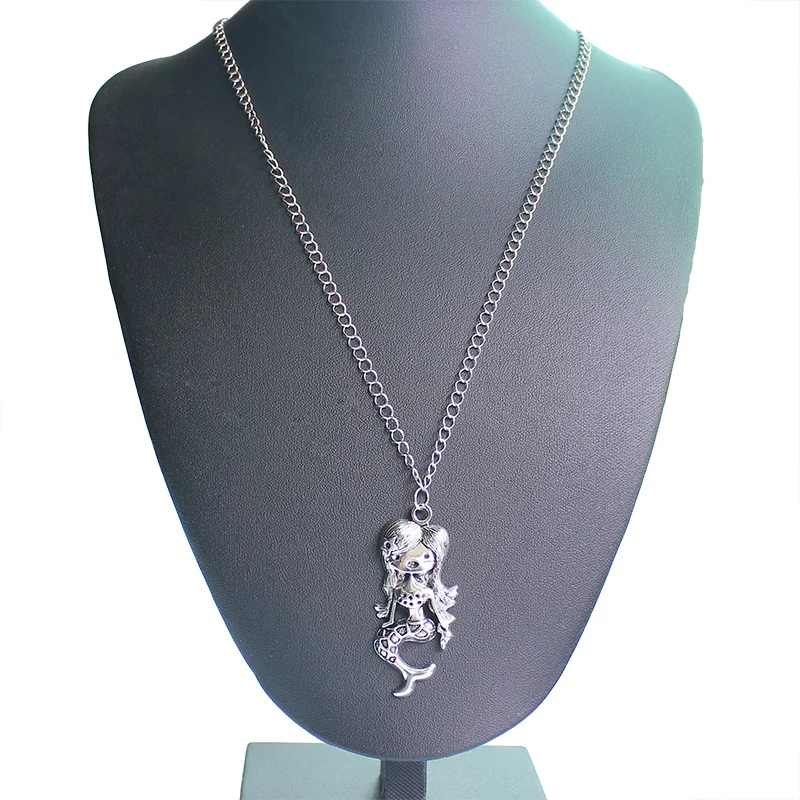ISINYEE винтажная Маленькая подвеска в виде русалки длинное ожерелье с цепочкой для