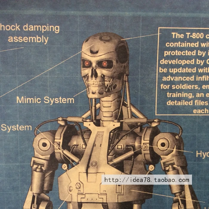 Большой робот Терминатор T800 старинный крафт плакат настенные художественные наклейки настенные переводная картинка Core Ретро Бар Кафе дома украшения