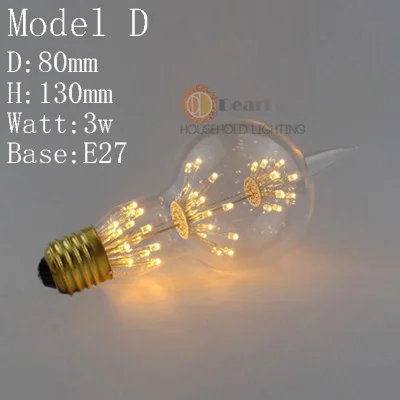 220 V-240 V E27 винтажный Ретро светодиодный светильник Эдисона 4W ST64/A19/G80 внутренний светодиодный светильник, Ночной светильник, рождественские подарки(BM50 - Цвет: Model D E27