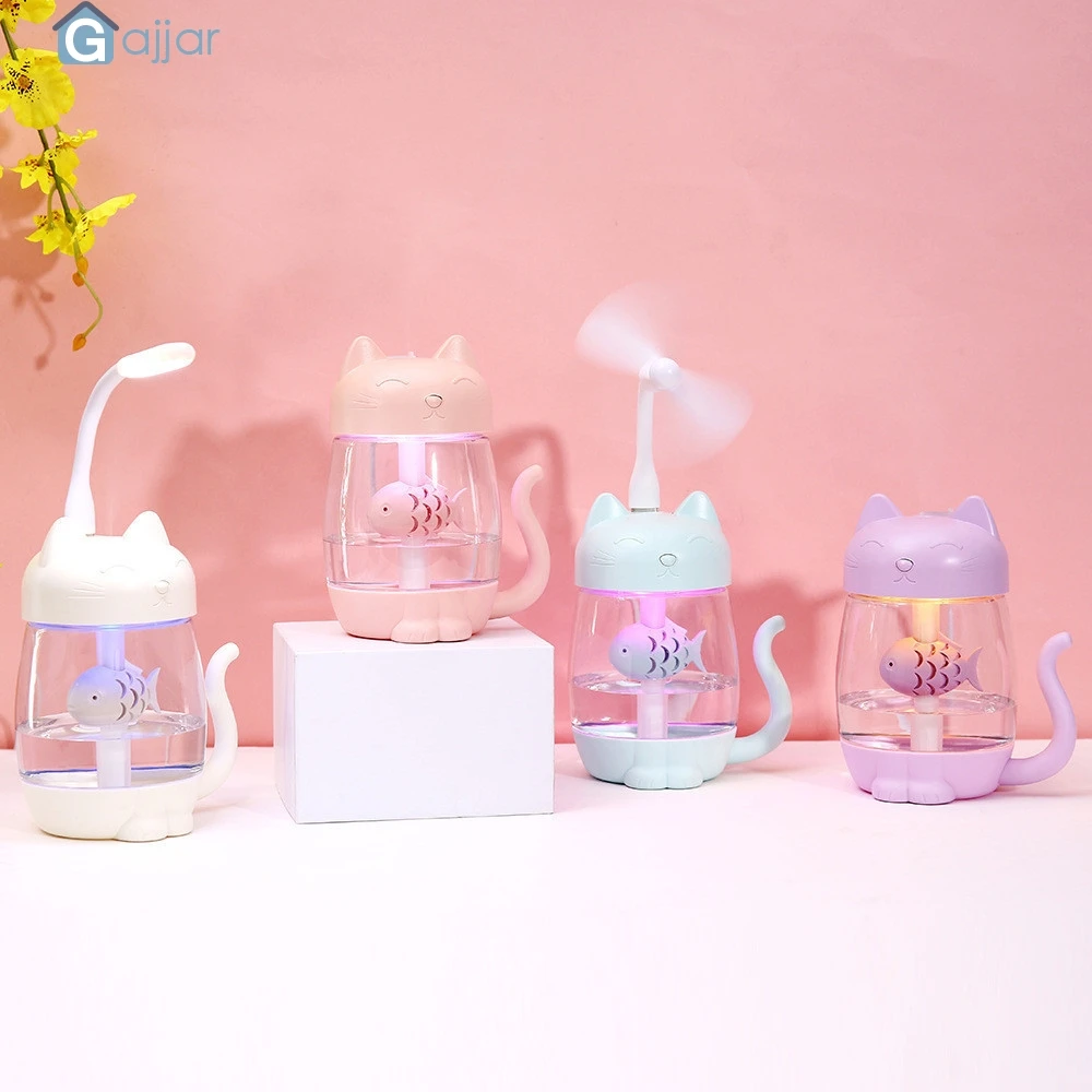 Светодиодный увлажнитель воздуха 3 в 1 с милым котом очиститель для офиса и дома