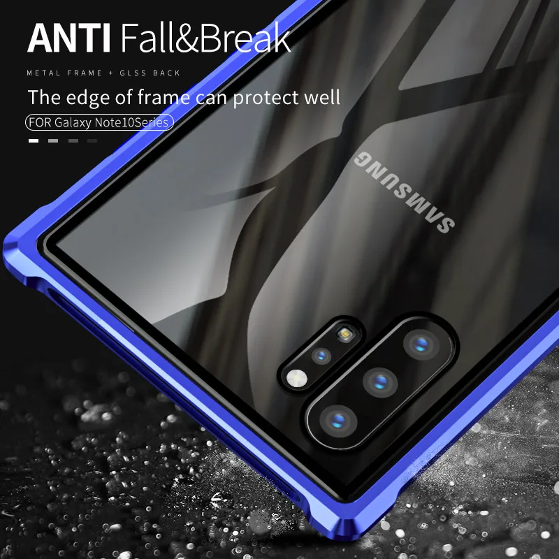 Для samsung Galaxy Note 10 чехол прозрачный закаленное стекло металлический каркас