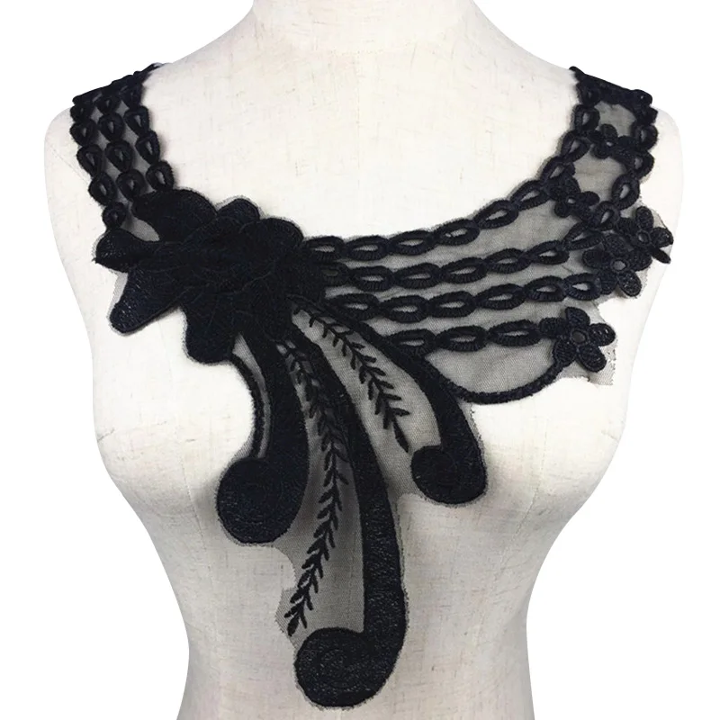 2019 Кружева декольте Поддельный Воротник шеи галстук Женщины Цветочные съемные