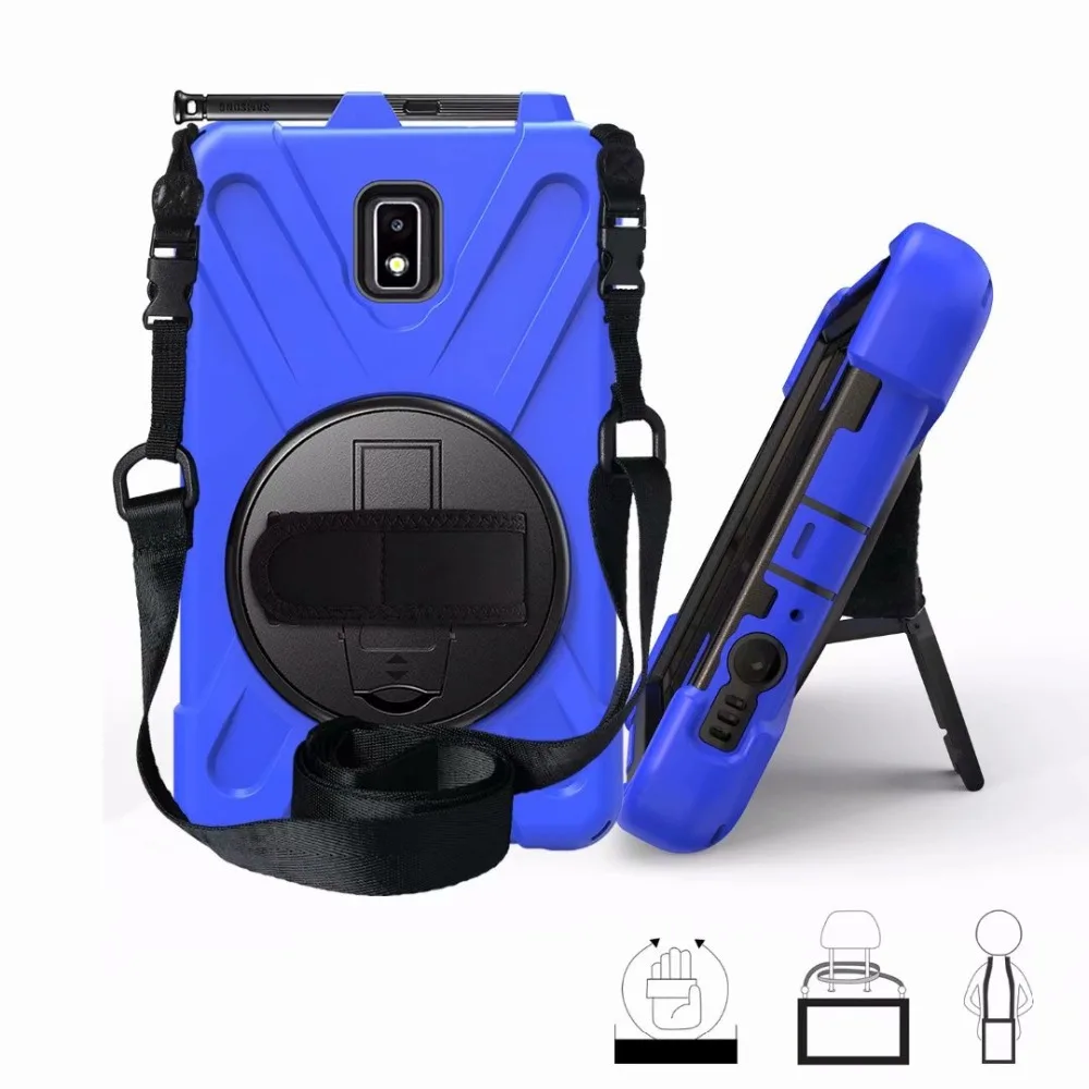 Чехол на 360 градусов для samsung Galaxy Tab Active 2 8,0 T390 T395 SM-T395, силиконовый Жесткий чехол для планшета+ ремешок на шею+ ручка