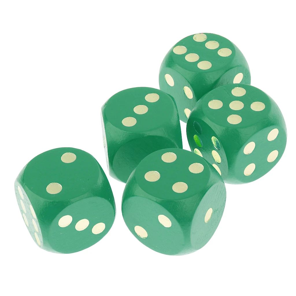 MagiDeal, 5 шт./набор, 3 см, деревянные игральные кости D6, шестигранные точечные игральные кости для D& D TRPG, вечерние игрушки для семейных праздников