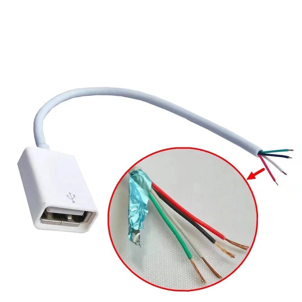 USB2.0 USB 2 0 тип A женский 4 провода открытый кабель для DIY OEM Белый цвет 30 см 3 м 1ft |