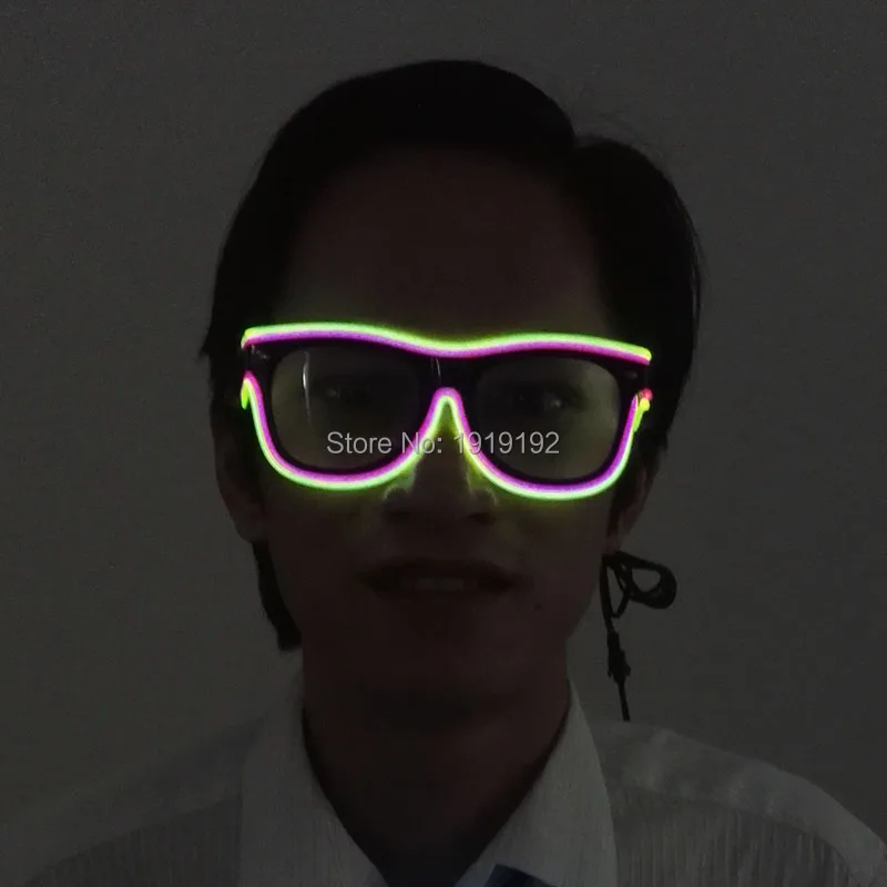 Двойные цветные неоновые светодиодные очки с электролюминесцентной проволокой
