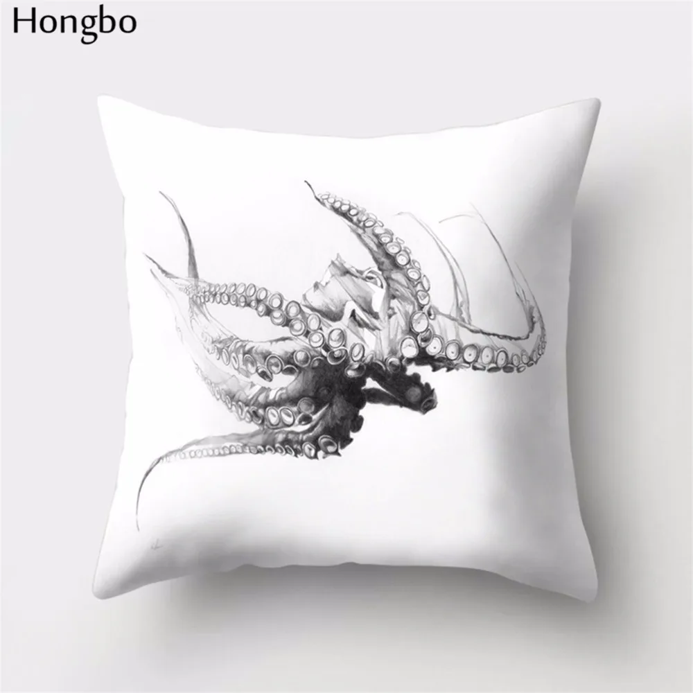 Hongbo 1 шт., чехол для подушки с рисунком оленя, акулы, медведя, осьминога, черепа, декоративный чехол для подушки, чехол для подушки для дома, дивана, автомобиля, офиса