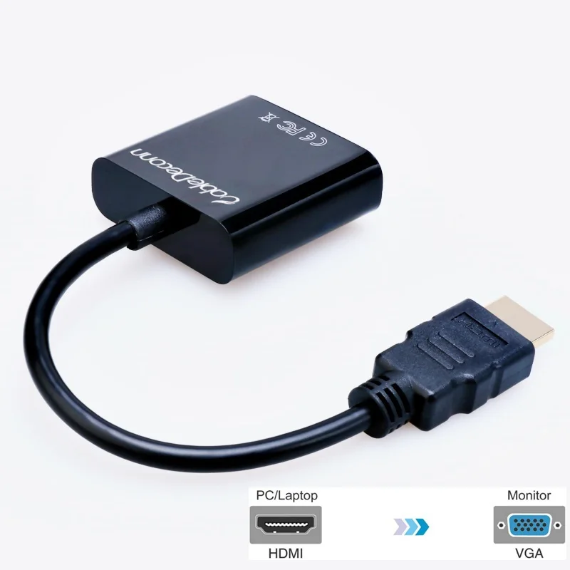 HDMI Вход to VGA Выход Проекторы адаптер мониторов для портативных ПК черный