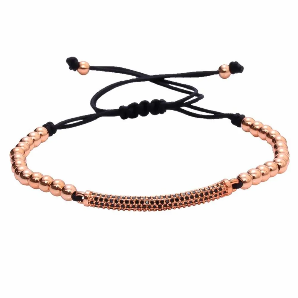 Anil Arjandas Men Jewelry Mosaic CZ Crystal Sideway Long Tong Round Ball Brass Beads Braiding Macrame Bracelet for Women Bijoux | Украшения