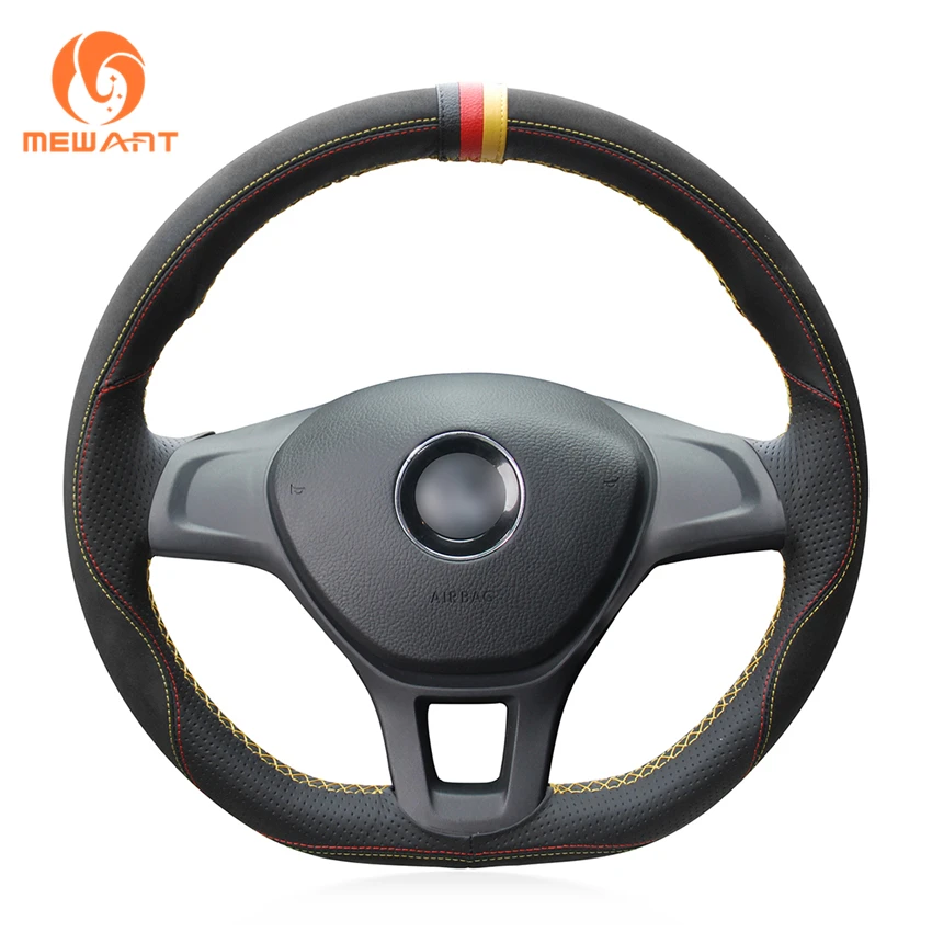 MEWANT черный кожаный замшевый чехол рулевого колеса автомобиля для Volkswagen VW Golf 7 Mk7