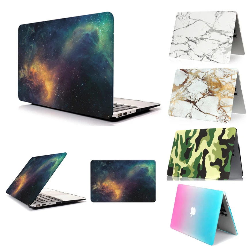 Тонкий жесткий ПВХ чехол для Macbook Pro 13 15 Retina A1502 A1398 мраморный Радужный матовый