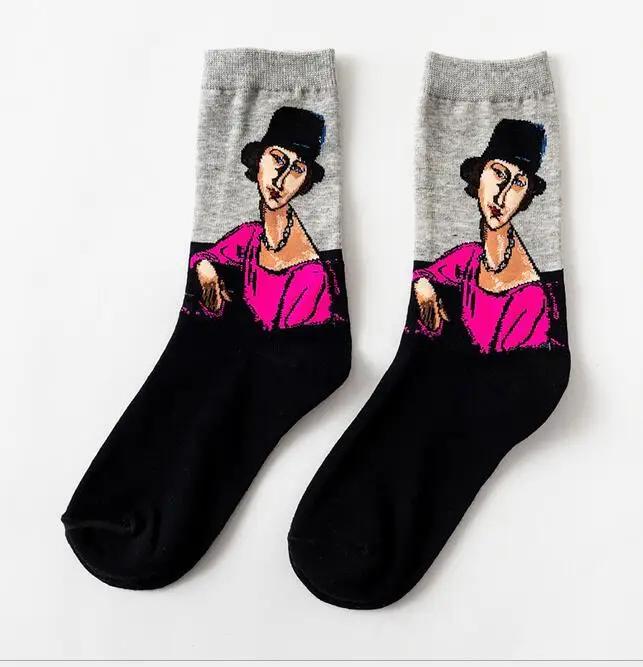 Весна Осень 2018 хлопковые носки в стиле ретро с изображением пары леди папы деда