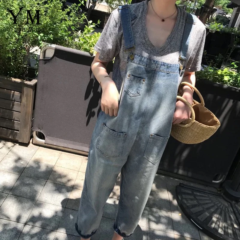 Женский джинсовый комбинезон YuooMuoo повседневный длинный модная уличная одежда