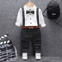 british style baby boy clothing one year birthday wedding costume set for newborn baby boy tops pant with belt suit