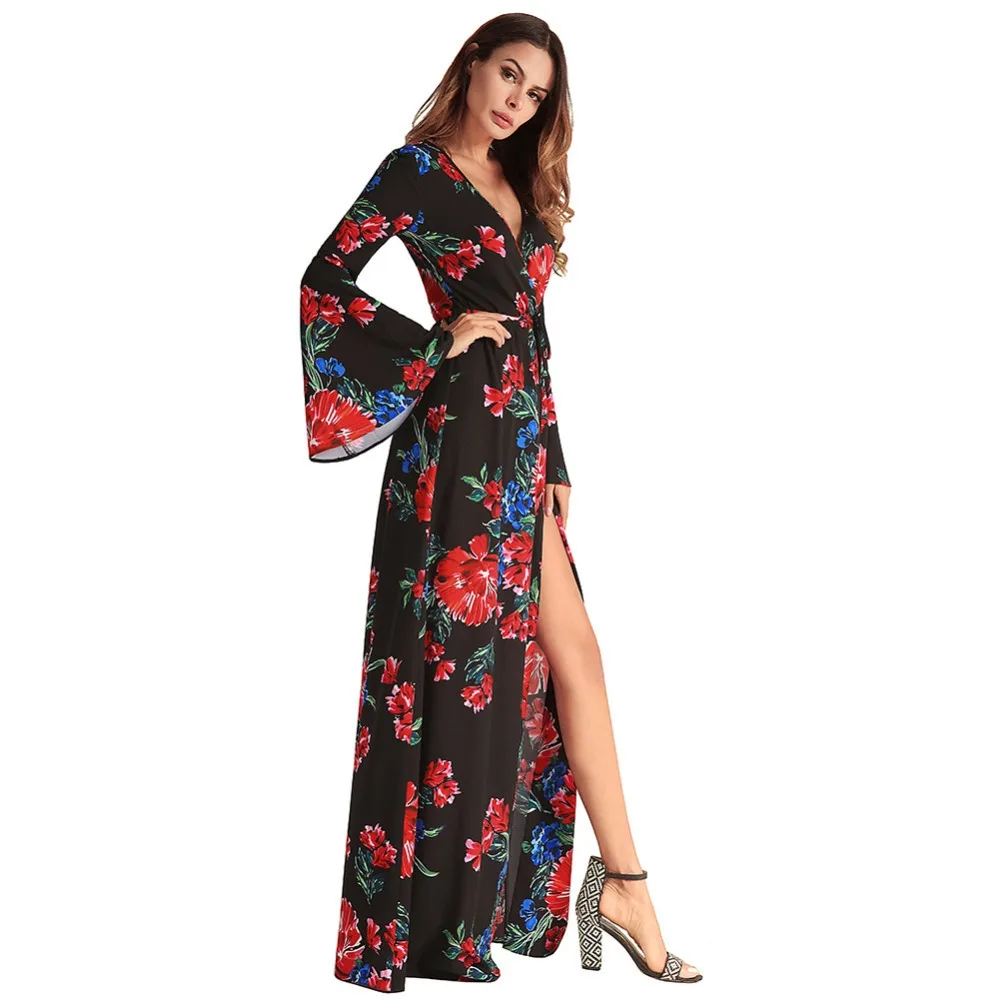 2018 Весенняя Новинка женские шифон спикер рукавом Нерегулярные Сплит платье с