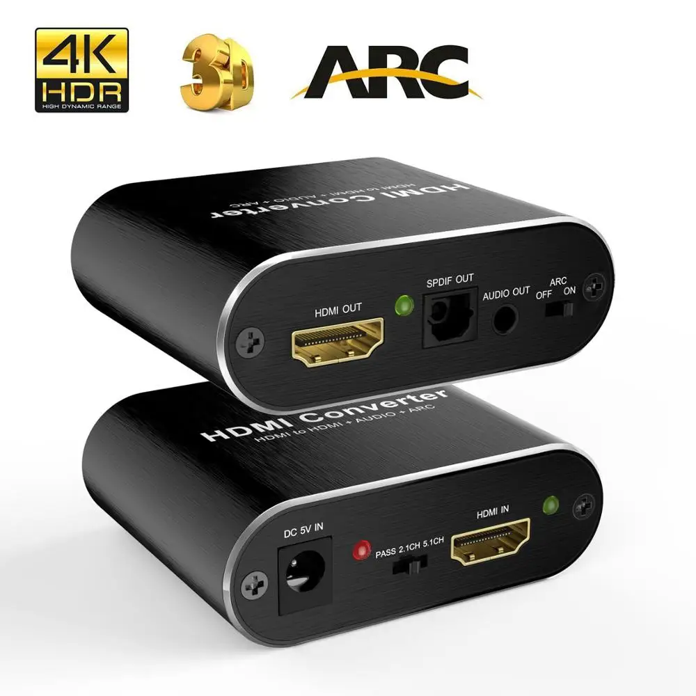 

4K 60 Гц HDMI 2,0 аудио экстрактор 5,1 ARC HD HDMI конвертер аудио независимое выход стерео оптический TOSLINK SPDIF для PS4 динамика