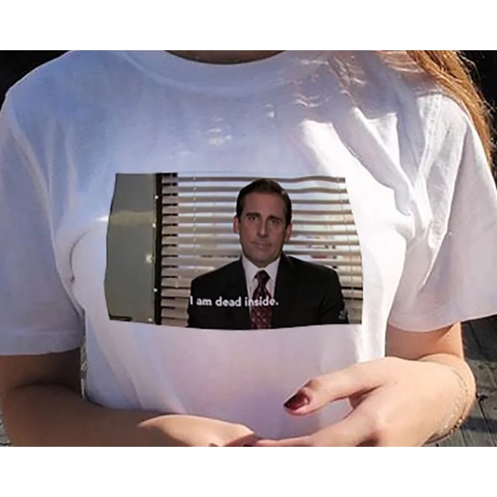 The Office Майкл Скотт я мертвый внутри цитаты Tumblr гранж забавная футболка унисекс Модная белая футболка хлопок мужская WO Мужская футболка