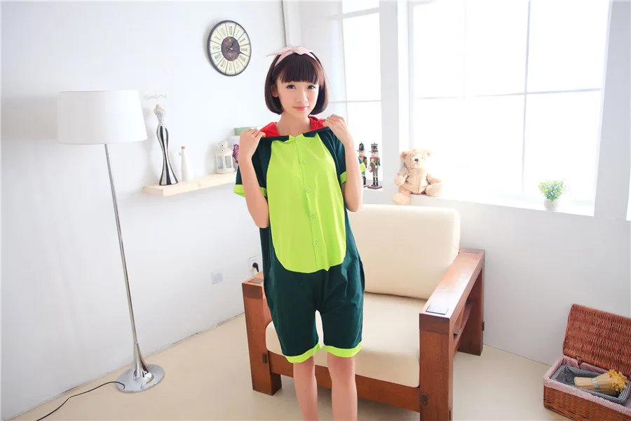 2019 пижамы Аниме Зеленый Динозавр для мужчин и женщин взрослые с коротким рукавом