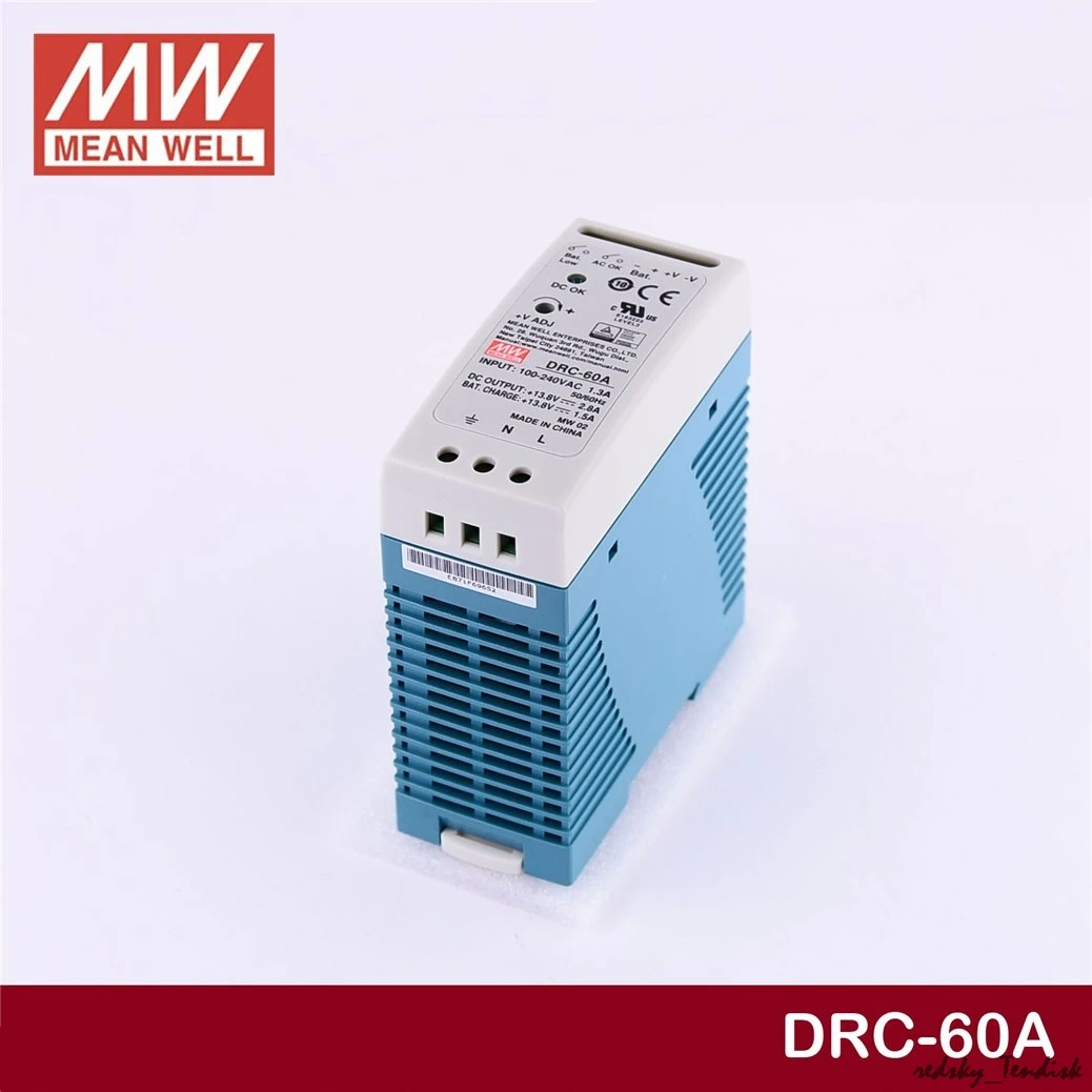 1 упаковка) Meanwell 60W Мониторинг безопасности источник питания DRC-60A/60B 13,8 V/27,6 V 0,75/1.4A 1,5/2.8A DC din-рейка поплавок зарядки/UPS