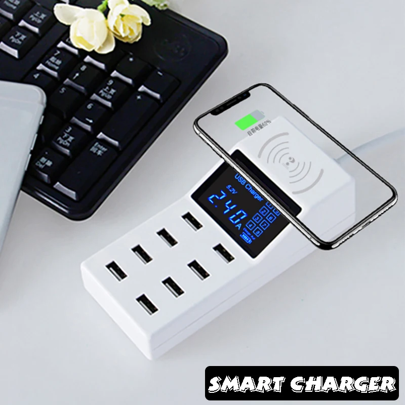 Беспроводное зарядное устройство для Xiaomi, быстрая зарядка, USB зарядное устройство для Samsung s10, умный Универсальный концентратор, розетка питания для iphone X, настенный адаптер