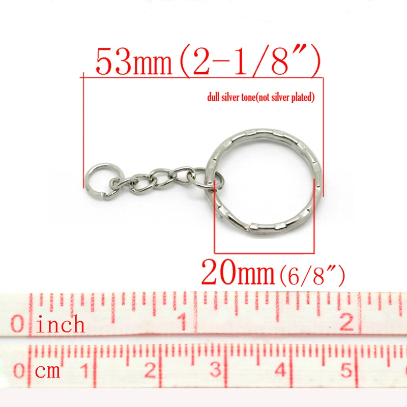 DoreenBeads 30 Шт. Тона Серебра Брелок и Кольца Для Ключей брелок 53 мм(2 1/") долго(B19405