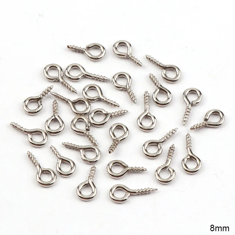 White K 100 шт Металл Тон Винт Глаза Bails Топ пробурено рондели для бусин стеклянный флакон-подвеска с наполнителем соединители фурнитура для украшений 4x8 мм 5x10 мм - Цвет: White K