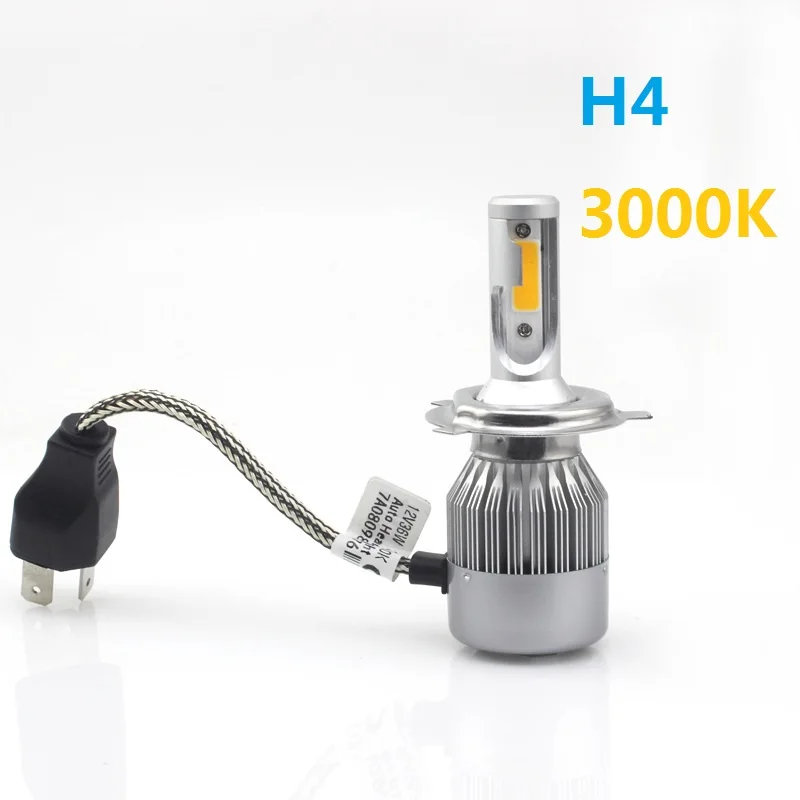 PAMPSEE 1 пара C6 H7 H4 светодиодный H13 H11 H1 9005 9006 HB3 H3 COB 72 Вт 7600LM 3000K желтый автомобильный