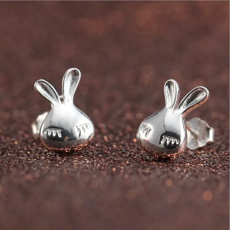 925 Sterling Silver Jewelry Fashion Hot New Creative Gift Rabbit Small Exquisite Anti-allergic Earrings SE100 | Украшения и