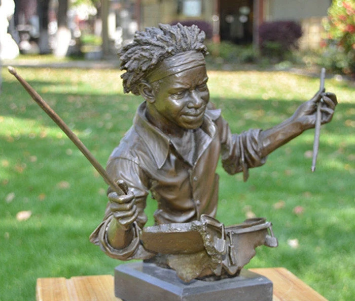 Art Deco Sculpture Man Drum Music Bronze Statue | Дом и сад