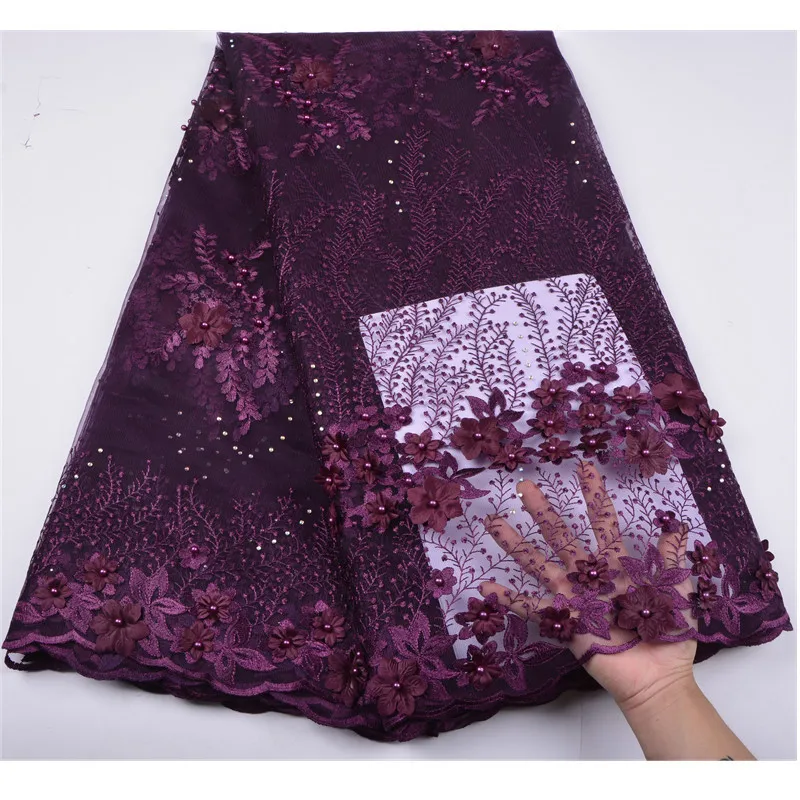 

Latest African Lace Fabric For Wedding 2019 3D Lace Fabric High Quality Nigerian Lace Fabrics Embroidered Lace Fabrics S1255