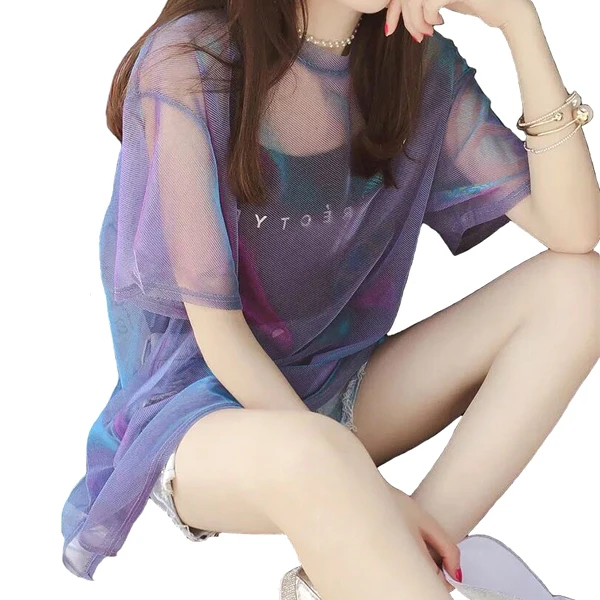 Женская футболка с коротким рукавом и круглым воротником Летняя Пляжная жилетом