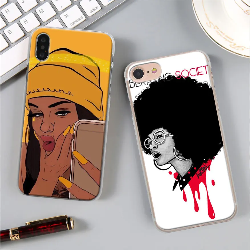 Черная девочка меланин Poppin queen чехол для телефона для Apple iPhone X XR 7 8 Plus 6 6s Plus XS MAX 11 Pro Max SE чехол для телефона Coque