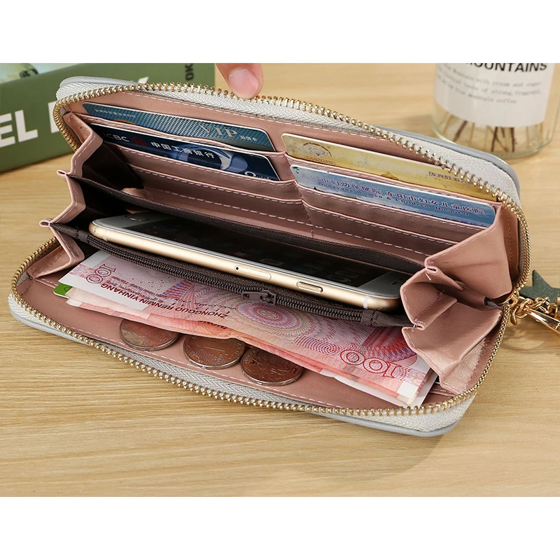 Женский кошелек для монет милый женские длинные кожаные кошельки на молнии