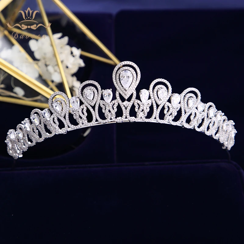 

Fashion Elegant Sparkling Wedding Hairbands Full Zircon Bridal Tiaras Crowns Plated Crystal For Brides Women Hair Jewelry