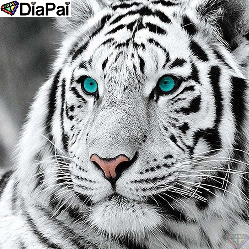 

DiaPai 100% Full Square/Round Drill 5D DIY Diamond Painting "Animal white tiger" Diamond Embroidery Cross Stitch 3D Decor A21002