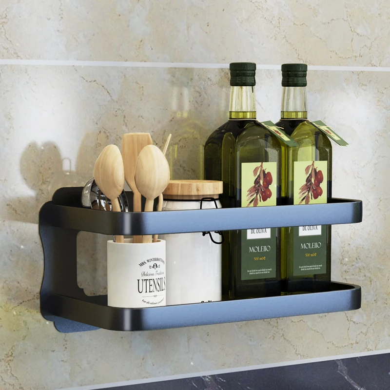 Non perforated kitchen rack wall hanging condiment appliances storage pendant LU5186 |