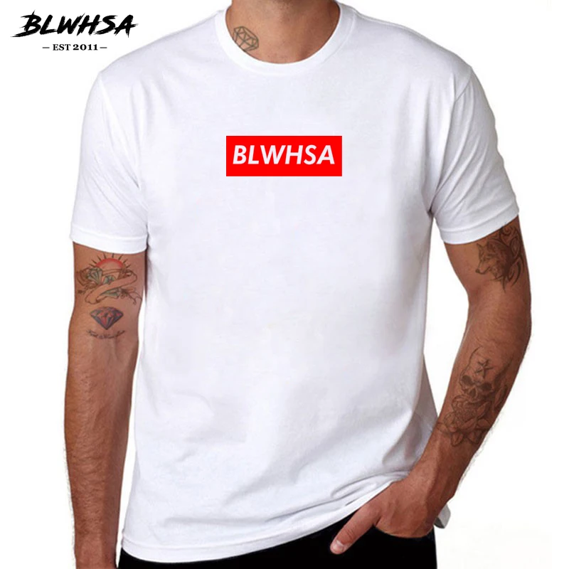 

BLWHSA Band Summer New Fashion Men T Shirt Short Sleeve 100%Cotton Casual T-Shirt for Men BLWHSA Printing High Quality Tops Tees