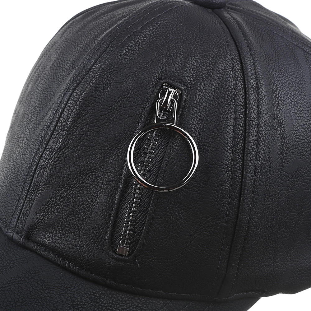 

Joymay New Arrival Winter PU hat with zipper real pocket snapback baseball cap brand new female male girl boy cap B486