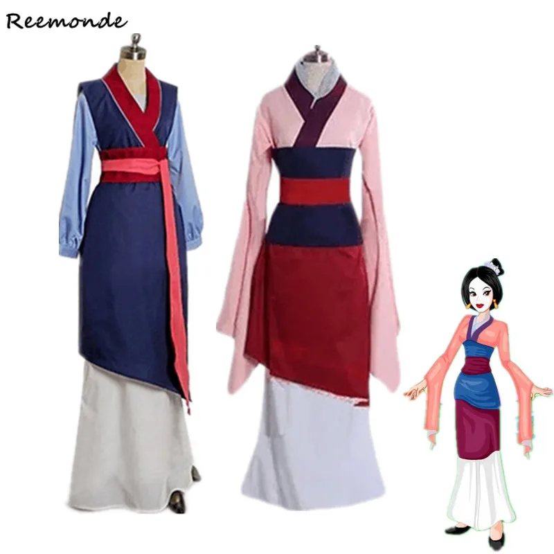 Movie Mulan Cosplay Costumes Red Blue Drama Princess Dresses Skirt Hua Mulan For Women Girls Halloween Party Stage Clothing images - 6