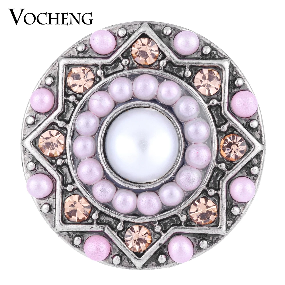 

10PCS/Lot Wholesale Vocheng Ginger Snap Button 18mm Blossom Bead 2 Colors Rhinestone Vn-1086*10