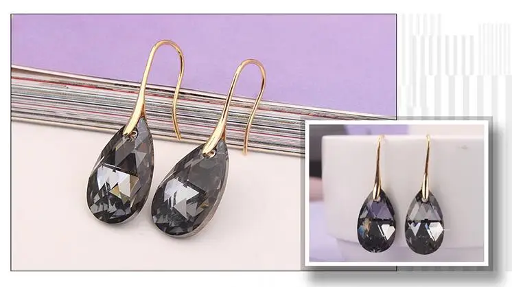 Висячие серьги в форме капли воды,, украшенные кристаллами Swarovski, пирсинг, вечерние аксессуары, свадебные ювелирные изделия