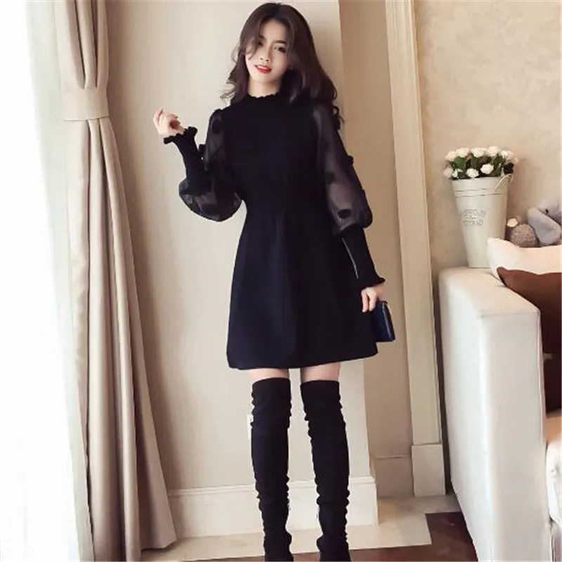 Женское черное кружевное платье с цветочным принтом весна 2018|vestido a|vestidos fvestidos fashion