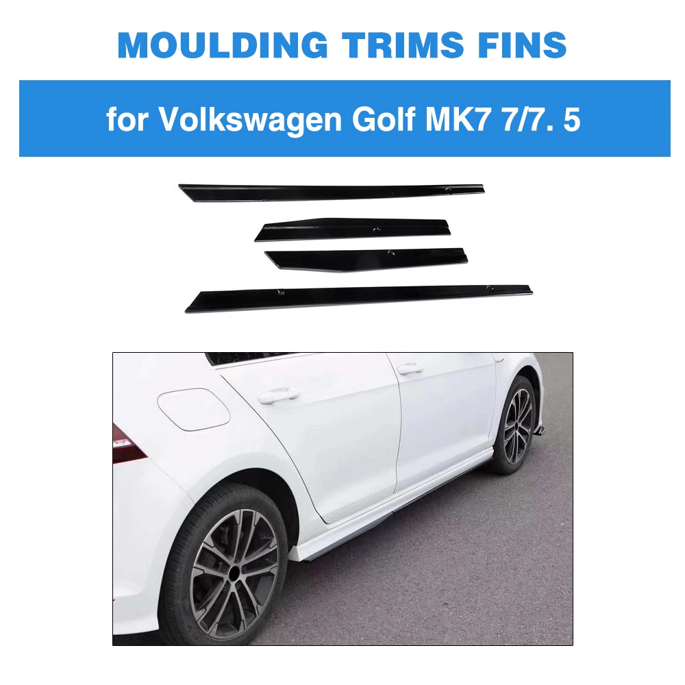 Черные PP боковые юбки фартуки для защиты двери подбородок комплект Volkswagen VW GOLF 7 5 R