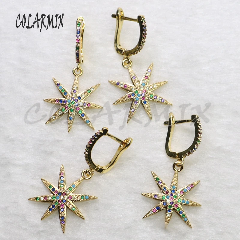 5 пар сережек в форме звезды серьги-подвески серьги-крючки радужные кристаллы