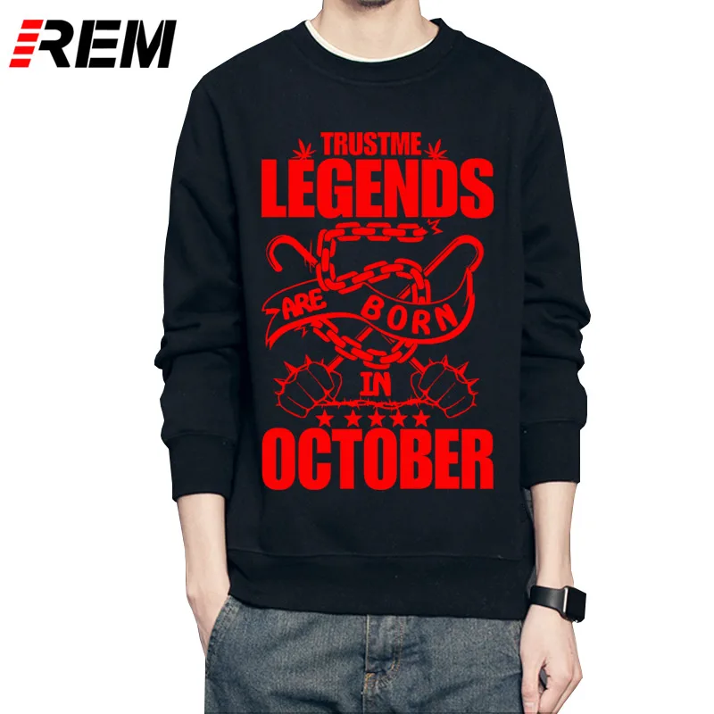 Мужские худи с длинным рукавом REM & надписью Legends Are Born in October мужские рубашки