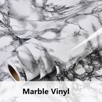 HOHOFILM 122cmx1500cm Marble Vinyl Removable Adhesive Vinyl Wallpaper Kitchen Vinyl Countertops Peel and Stick Cabinet Tint
