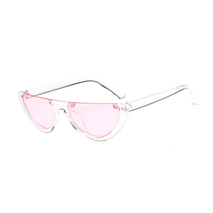 Clear Pink Iboode, Ретро стиль, кошачий глаз, солнцезащитные очки для женщин, хипстеры, полуоправа, солнцезащитные очки, винтажные, оттенки, прозрачная оправа, Oculos для женщин - Цвет линз: Clear Pink