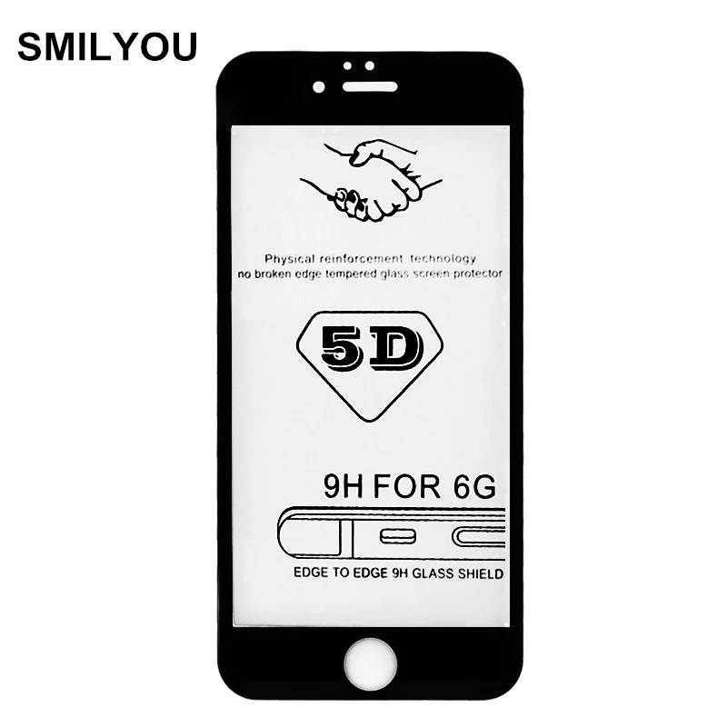 5D Защитная пленка для экрана SMILYOU с закругленными краями iPhone 6S 7 8 Plus полное