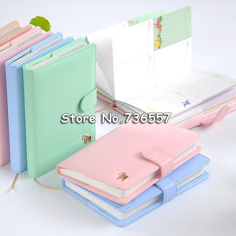 

New Cute Planners Fresh Macaron 124 Sheets Pony Weekly Planner Leather Notebook Agenda Organizer Office School Supplies Gift